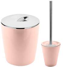 Conjunto Lixeira Para Banheiro 5 Litros Escova Sanitária Suporte Ou Rosa Nude