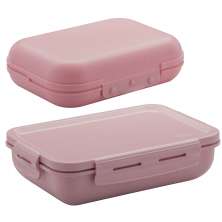 Conjunto Marmita Hermética E Sanduicheira Pote Para Lanches Frutas Rosa Quartzo
