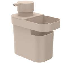 Dispenser De Detergente 650ml Organizador De Pia Porta Detergente E Esponja Bege OU