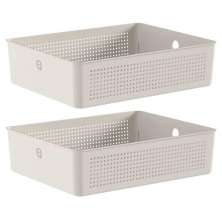 Kit 2 Caixas Organizadoras Flow Bege 34x27x9cm Cesto para La