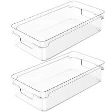 Kit 2 Caixas Organizadoras de Armário Geladeira 30x15x7cm Transparentes Com Alças Clear OU