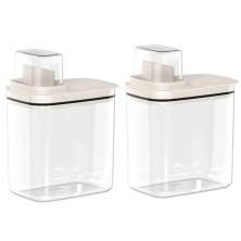 Kit 2 Dispensers para Amaciante e Sabão Líquido 1,5L Flow Bege com Tampa Medidora Ou