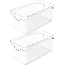 Kit 2 Organizadores de Armário 30x15x13cm Caixas Organizadoras Empilháveis Com Alças Clear OU