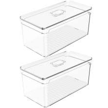 Kit 2 Organizadores de Geladeira 5L Porta Frutas Legumes Vegetais Com Respiradouro Clear Fresh OU