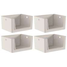 Kit 4 Cestos Organizadores Telado Abertura Frontal 16L Bege