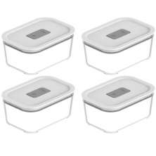 Kit 4 Potes De Vidro Branco Hermético 725ml Fresh Lock Marmita Comida OU