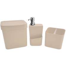 Kit Escorredor Louça Talheres Porta Detergente E Lixeira Ou Bege