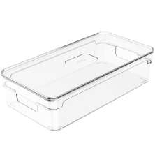 Organizador De Armário Com Tampa 30x15x7cm Caixa Organizadora Transparente Empilhável Clear OU