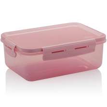 Pote Click Retangular 1280ml Com Tampa Hermética E Trava Rosa