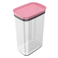 Pote Hermético Grande Retangular com Tampa 2,3 Litros Porta Mantimentos Cozinha Rosa Quartzo