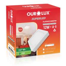 Plafon Quadrado Sobrepor Branco (2700 K 12W)