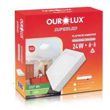 Plafon Quadrado Sobrepor Branco (6400 K 24W)