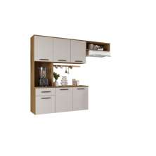 Armário Multiuso Freijo Off Para Cozinha Moderno Suspenso Com 6 Portas 1 Gaveta Espaçoso Gi