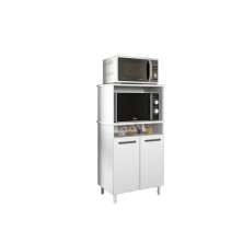 Balcão Armário Branco Multifuncional Para Cozinha Espaçoso Com Pés Moderno Np