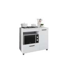 Balcão Armario Branco Para Cooktop 4 Bocas Moderno Espaçoso com Gavetas Mp