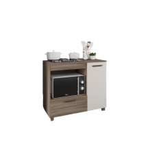 Balcão Armario Off White Para Cooktop 4 Bocas Moderno Espaçoso com Gavetas Mp