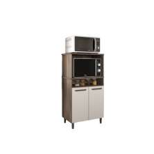 Balcão Off White Para Forno E Micro-ondas Com 02 Portas Espaçoso Moderno Np