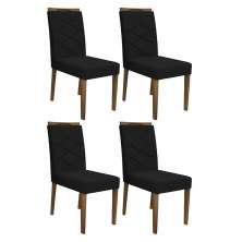 Conjunto 4 Cadeiras Caroline Imbuia/Preto - PR Móveis