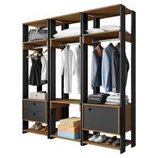 Guarda Roupa Modulado Closet Completo Titan Preto Velluto/Freijó - PR Móveis