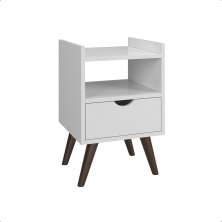 Mesa De Cabeceira Estilo Retrô Alice Para Quarto Branco Prado Moveis