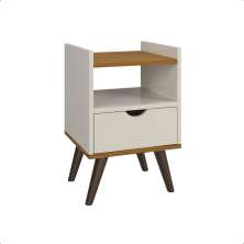 Mesa De Cabeceira Estilo Retrô Alice Para Quarto Off Freijo Prado Moveis
