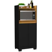 Balcão Multiuso Preto Moderno Aparador para Forno Com 2 Portas Jt