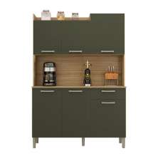 Armário de Cozinha Compacta 6 Portas e 1 Gaveta 121cm Florença Freijó Real - Pallazio