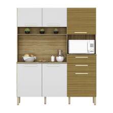 Armário de Cozinha Compacta 6 Portas e 2 Gavetas 160 cm Duquesa Ripado Freijó/Supremo - Pallazio