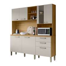 Armário de Cozinha Compacta 6 Portas e 3 Gavetas 182 cm Megan Freijó/Soft - Pallazio