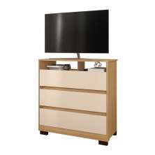 Cômoda Rack para Quarto 3 Gavetas Atlas Carvalho/Off White - Pallazio