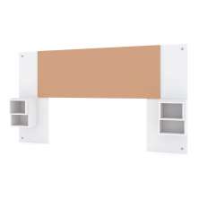 Cabeceira Painel Casal Regulável com Mesas de Apoio Luxo Branco/Camarim - Pallazio