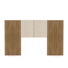 Cabeceira Painel Solteiro Ripado Nature e Linho Bege Sevilha 203 cm - Pallazio