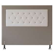 Cabeceira Queen 1,60m Havana Suede Bege com Corino Branco - Pallazio