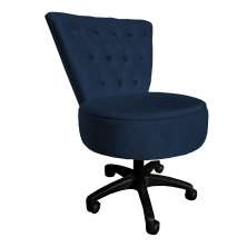 Cadeira Mocho Capitonê Elegância Veludo Azul Marinho Base Giratória - Pallazio