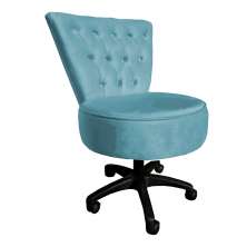 Cadeira Mocho Capitonê Elegância Veludo Azul Turquesa Base Giratória - Pallazio