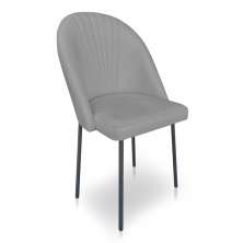 Cadeira Poltrona de Jantar Ariel Suede Grafite Pés de Ferro Preto - Pallazio