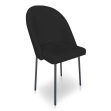 Cadeira Poltrona de Jantar Ariel Suede Preto Pés de Ferro Preto - Pallazio