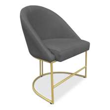 Cadeira Poltrona de Jantar Bela Suede Grafite Base Metálica Industrial Dourado - Pallazio