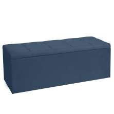 Calçadeira Recamier Baú Casal 1,40m Roma Suede Azul Marinho - Pallazio