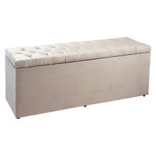 Calçadeira Recamier Baú King 1,95m Madrid Suede Bege - Pallazio