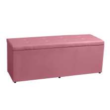 Calçadeira Recamier Baú Solteiro 0,90m Berlim Suede Rosa - Pallazio