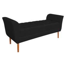 Calçadeira Recamier Casal 1,50m Londres Veludo Preto - Pallazio