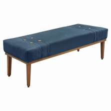 Calçadeira Recamier King 1,95m Gênova Veludo Azul Marinho - Pallazio