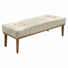 Calçadeira Recamier Queen 1,60m Gênova Veludo Bege - Pallazio