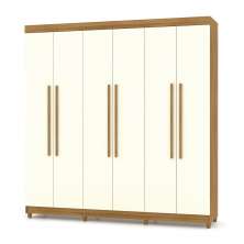 Guarda Roupa Casal 6 Portas 218 cm Elegância Nature/Champanhe -  Pallazio