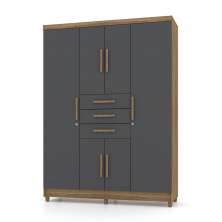 Guarda Roupa Solteiro 6 Portas e 3 Gavetas Imperial Nature/Alasca - Pallazio