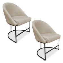 Kit 02 Cadeiras Poltrona de Jantar Bela Suede Base Metálica Industrial Preto - Pallazio