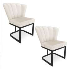 Kit 02 Poltronas Flor Veludo Base Metálica Industrial Preto - Pallazio