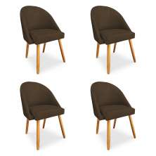 Kit 04 Cadeiras Jantar Bela Suede Marrom Pés Palito Castanho - Pallazio