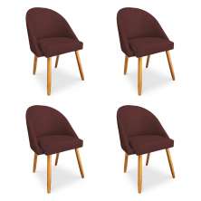 Kit 04 Cadeiras Jantar Bela Suede Marsala Pés Palito Castanho - Pallazio